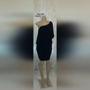 Black Midi Butterfly Summer Dress L